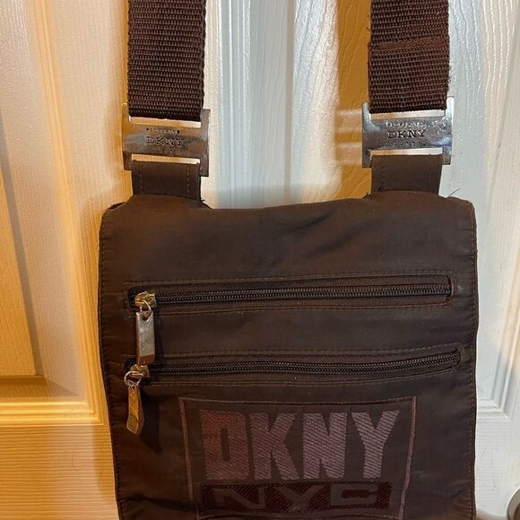 DKNY Brown Nylon small crossbody bag with silver tone accents and hardwares - Picture 12 of 12